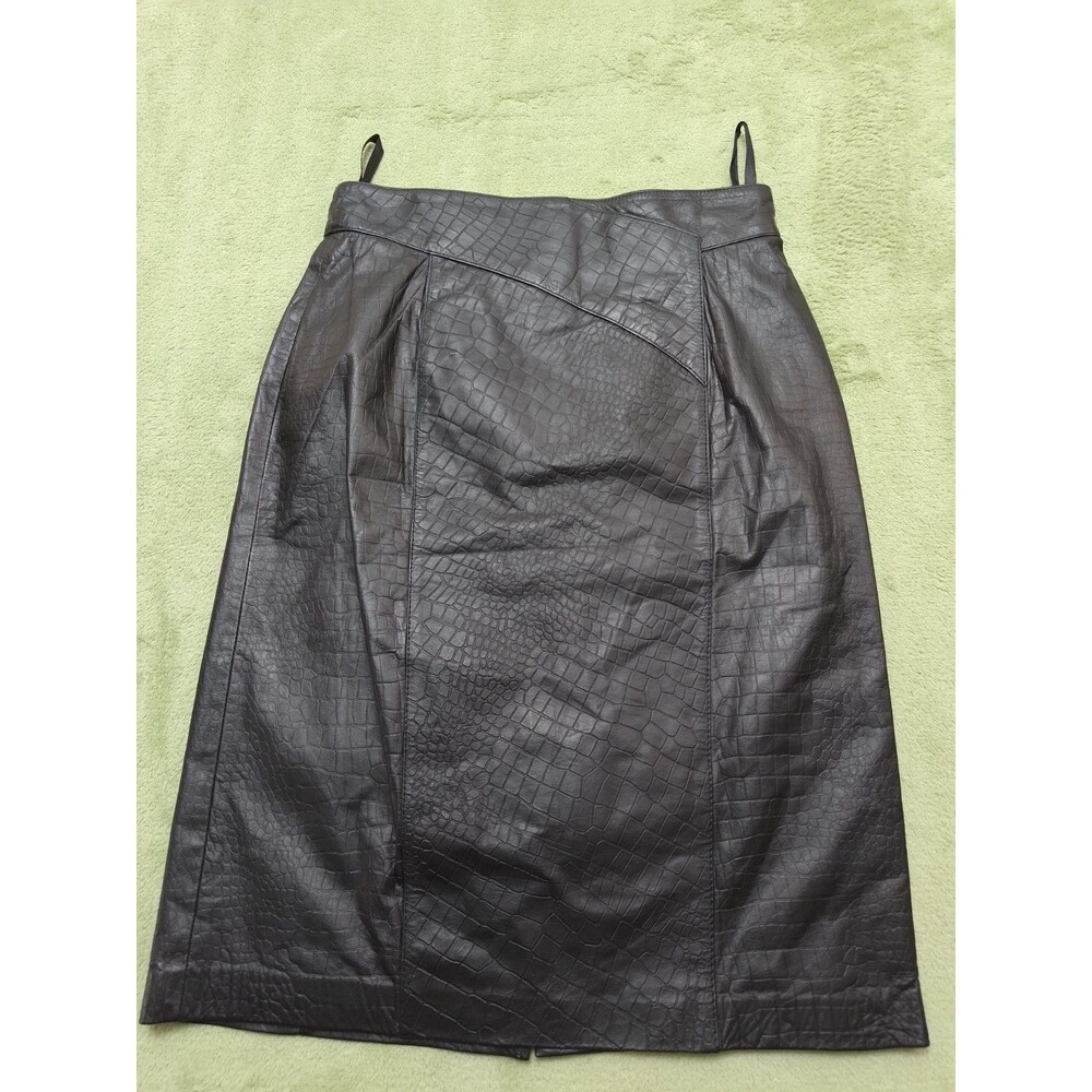 Vintage 6M  Black Toffs Women's Leather Skirt  Back Lined Size 47